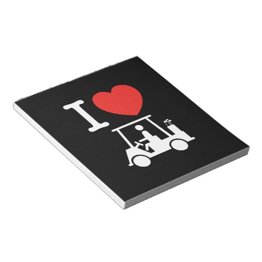 I Heart (Love) Golf Cart Notitieblok (Schuin)
