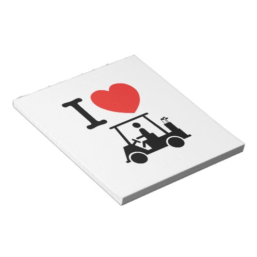 I Heart (Love) Golf Cart Notitieblok (Schuin)