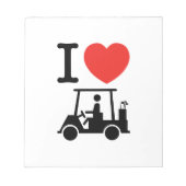 I Heart (Love) Golf Cart Notitieblok (Voorkant)