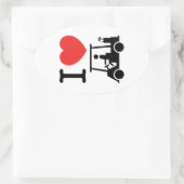 I Heart (Love) Golf Cart Ovale Sticker (Tas)