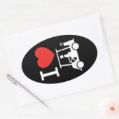 I Heart (Love) Golf Cart Ovale Sticker (Envelop)