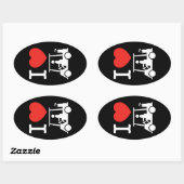 I Heart (Love) Golf Cart Ovale Sticker (Vel)