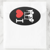 I Heart (Love) Golf Cart Ovale Sticker (Tas)
