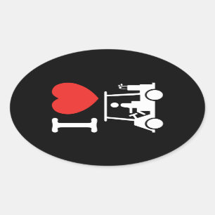 I Heart (Love) Golf Cart Ovale Sticker