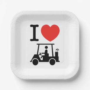 I Heart (Love) Golf Cart Papieren Bordje