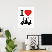 I Heart (Love) Golf Cart Poster (Thuiskantoor)