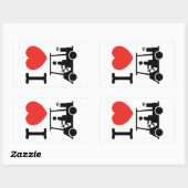 I Heart (Love) Golf Cart Rechthoekige Sticker (Vel)