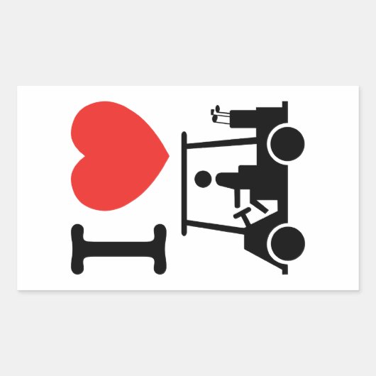 I Heart (Love) Golf Cart Rechthoekige Sticker (Voorkant)