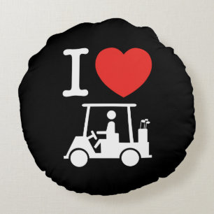 I Heart (Love) Golf Cart Rond Kussen