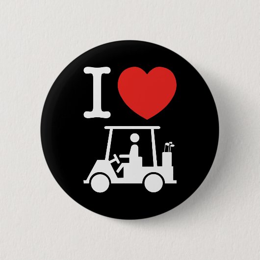 I Heart (Love) Golf Cart Ronde Button 5,7 Cm (Voorkant)