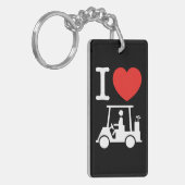 I Heart (Love) Golf Cart Sleutelhanger (Voorkant Links)