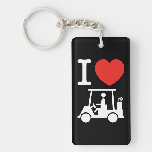 I Heart (Love) Golf Cart Sleutelhanger (Voorkant)