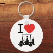 I Heart (Love) Golf Cart Sleutelhanger (Voorkant)