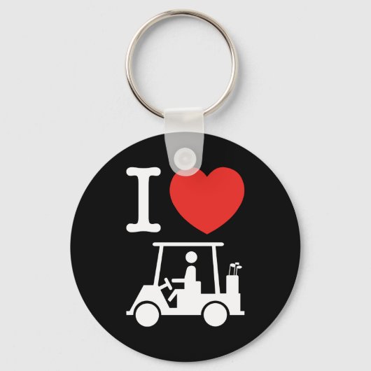 I Heart (Love) Golf Cart Sleutelhanger (Voorkant)