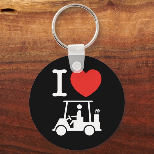 I Heart (Love) Golf Cart Sleutelhanger (Voorkant)