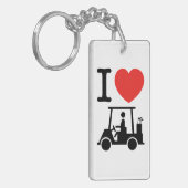 I Heart (Love) Golf Cart Sleutelhanger (Voorkant Links)