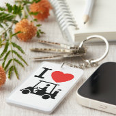 I Heart (Love) Golf Cart Sleutelhanger (Voorkant Rechts)
