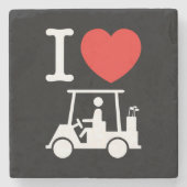 I Heart (Love) Golf Cart Stenen Onderzetter (Voorkant)