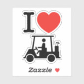 I Heart (Love) Golf Cart Sticker (Vel)