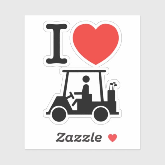 I Heart (Love) Golf Cart Sticker (Vel)