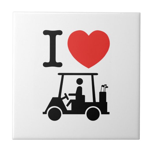 I Heart (Love) Golf Cart Tegeltje (Voorkant)