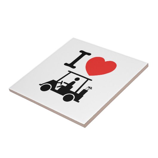 I Heart (Love) Golf Cart Tegeltje (Zijkant)