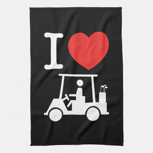 I Heart (Love) Golf Cart Theedoek (Verticaal)