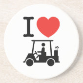 I Heart (Love) Golf Cart Zandsteen Onderzetter (Voorkant)