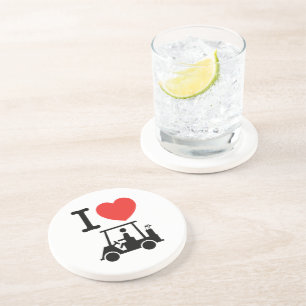 I Heart (Love) Golf Cart Zandsteen Onderzetter