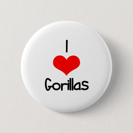 I Heart (Love) Gorillas Ronde Button 5,7 Cm (Voorkant)
