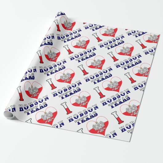 I Heart Love Hobson Texas Cadeaupapier (Uitgerold)