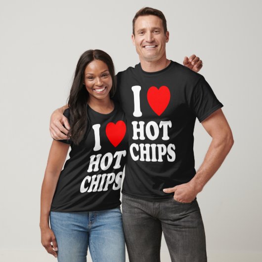 I Heart Love Hot Chips Favoriete Snack Aardappelma T-shirt (Unisex)