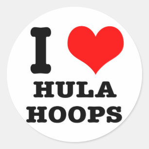 I HEART (LOVE) HULA HOOPS RONDE STICKER