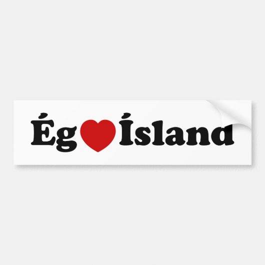 I Heart (Love) Iceland [Ég Elska Ísland] IJslands Bumpersticker (Voorkant)