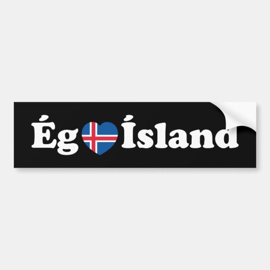 I Heart (Love) Iceland [Ég Elska Ísland] IJslands Bumpersticker (Voorkant)
