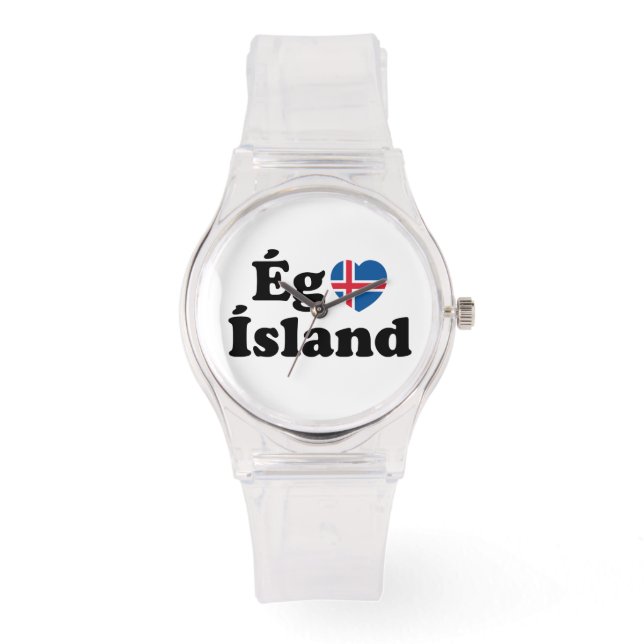 I Heart (Love) Iceland [Ég Elska Ísland] IJslands Horloge (Voorkant)