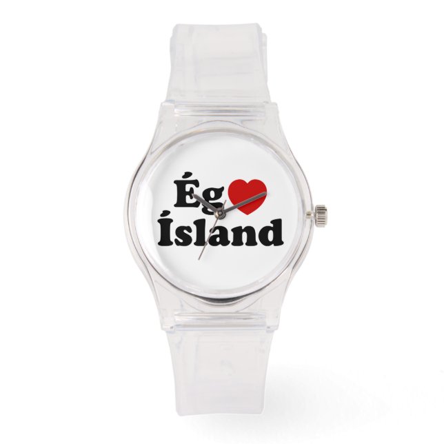 I Heart (Love) Iceland [Ég Elska Ísland] IJslands Horloge (Voorkant)