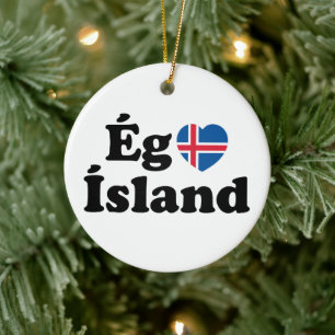 I Heart (Love) Iceland [Ég Elska Ísland] IJslands Keramisch Ornament