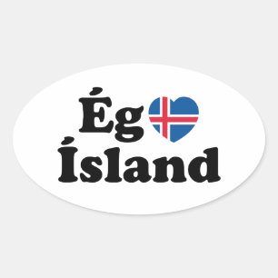 I Heart (Love) Iceland [Ég Elska Ísland] IJslands Ovale Sticker
