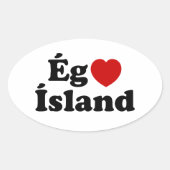 I Heart (Love) Iceland [Ég Elska Ísland] IJslands Ovale Sticker (Voorkant)