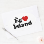 I Heart (Love) Iceland [Ég Elska Ísland] IJslands Ovale Sticker (Envelop)