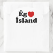 I Heart (Love) Iceland [Ég Elska Ísland] IJslands Ovale Sticker (Tas)