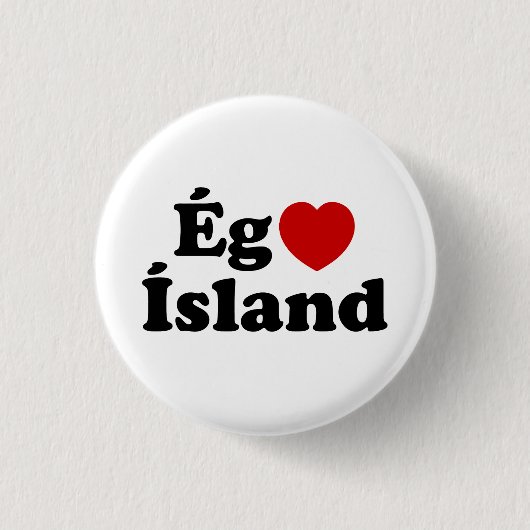 I Heart (Love) Iceland [Ég Elska Ísland] IJslands Ronde Button 3,2 Cm (Voorkant)