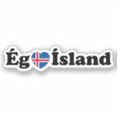 I Heart (Love) Iceland [Ég Elska Ísland] IJslands Sticker (Voorkant)