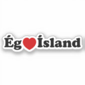 I Heart (Love) Iceland [Ég Elska Ísland] IJslands Sticker (Voorkant)