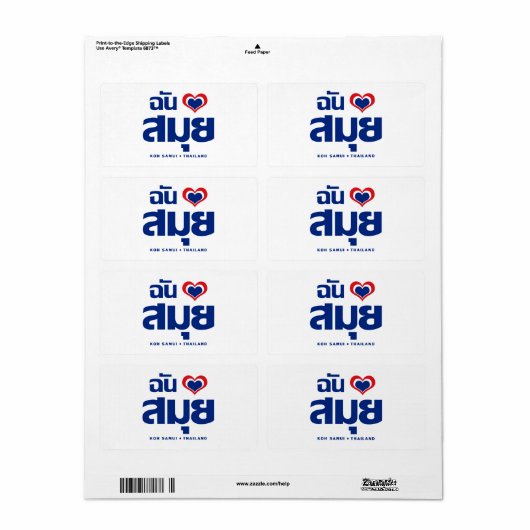 I Heart (Love) Koh Samui ❤ Thailand Etiket (Full Sheet)