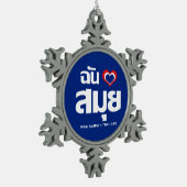I Heart (Love) Koh Samui ❤ Thailand Tin Sneeuwvlok Ornament (Links)