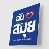 I Heart (Love) Koh Samui ❤ Thailand Vierkante Klok (Hoek)