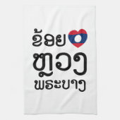 I Heart (Love) Luang Prabang, Laos Language Script Theedoek (Verticaal)