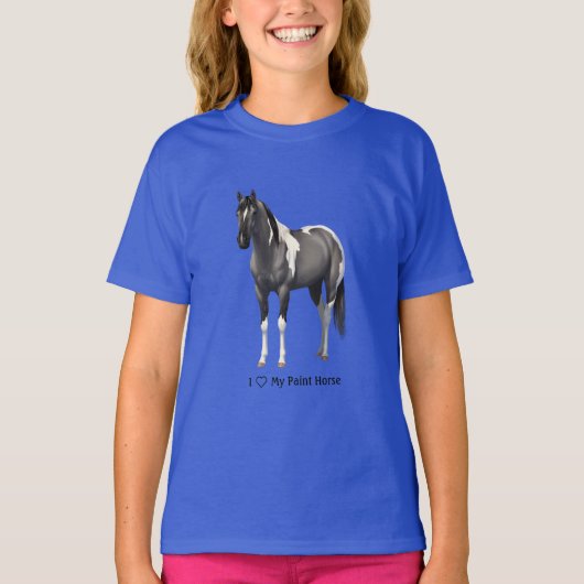I Heart (Love) My Grulla Pinto Paint Horse T-shirt (Voorkant)